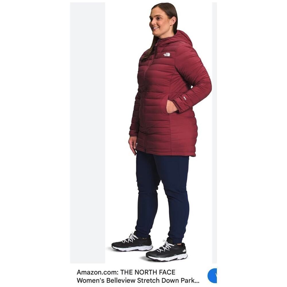 The north face plus size 3xl red bellview stretch down parka jacket coat winter